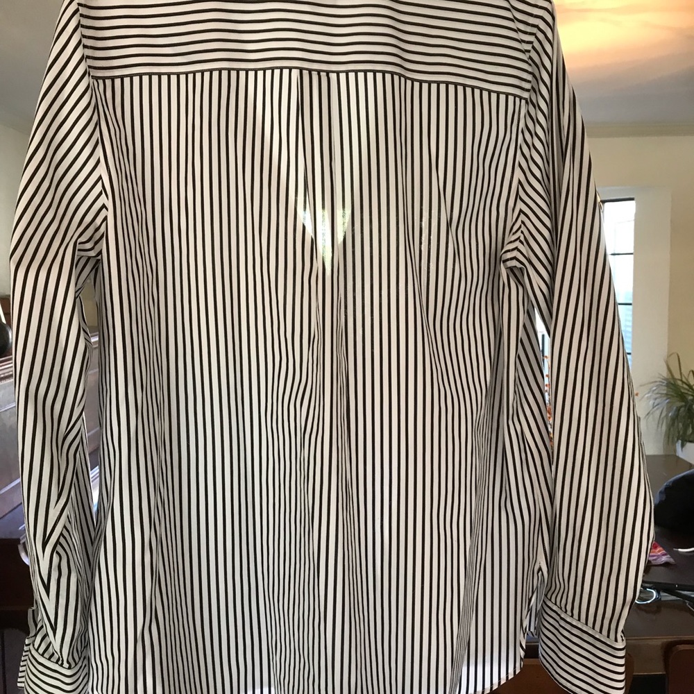 Talbots Black and White Striped Button-Front Blouse - Picture 5 of 6